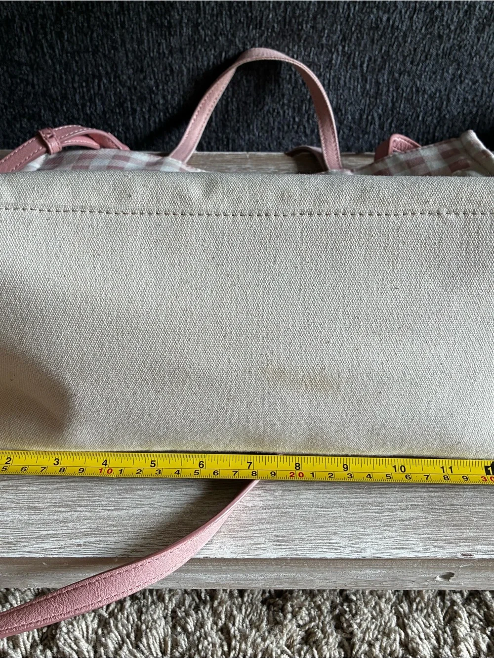 LC Lauren Conrad Mama Cream Canvas Tote with Faux Leather Straps and Pink Accent